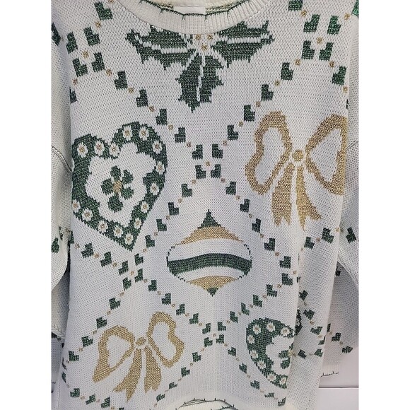 Vtg 80s 90s Holiday Time Lurex Blend METALLIC Blue Ugly Christmas Sweater M - Picture 2 of 12